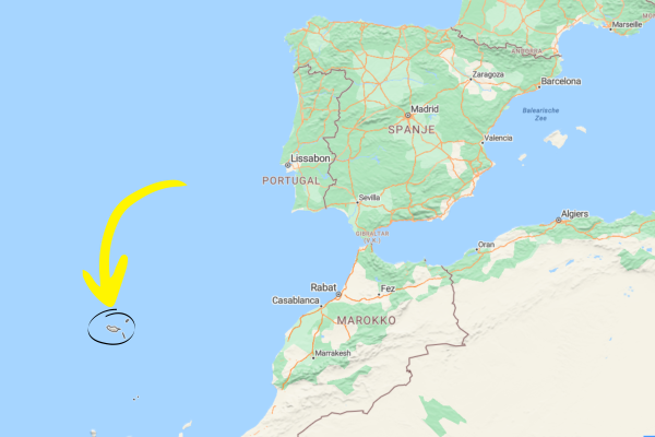 Waar ligt Madeira op de kaart van Europa?